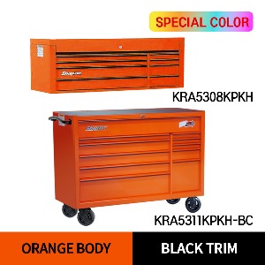 KRA5308KPKH 53&quot; 8 Drawers Top Chest (Orange/Black) (상단) &amp; KRA5311KPKH-BC 53&quot; 11 Drawers Double Bank Roll Cab (Orange/Black) (하단) 스냅온 탑 체스트 &amp; 롤 캡 프로용 툴박스 세트상품