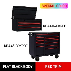 KRA4114DKPRF 40&quot; 4 Drawers Top Chest (Flat Black/Red) (상단) &amp; KRA4813DKPRF-BC 40&quot; 13 Drawers Drawer Bank Roll Cab (Flat Black/Red) (하단) 스냅온 탑 체스트 &amp; 롤 캡 프로용 툴박스 세트상품(무광블랙/레드)