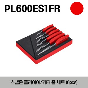 PL600ES1FR Essential Pliers/ Cutters Foam Set (Red) (6pcs) 스냅온 플라이어 / 커터 폼 세트 (레드) (6pcs) (구성 : 87ACF, 47ACF, 97ACF, 46ACF, 85ACF, 95ACF)